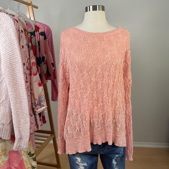 Free People • Pink Cable Knit Tunic Sweater - Picture 1 of 6